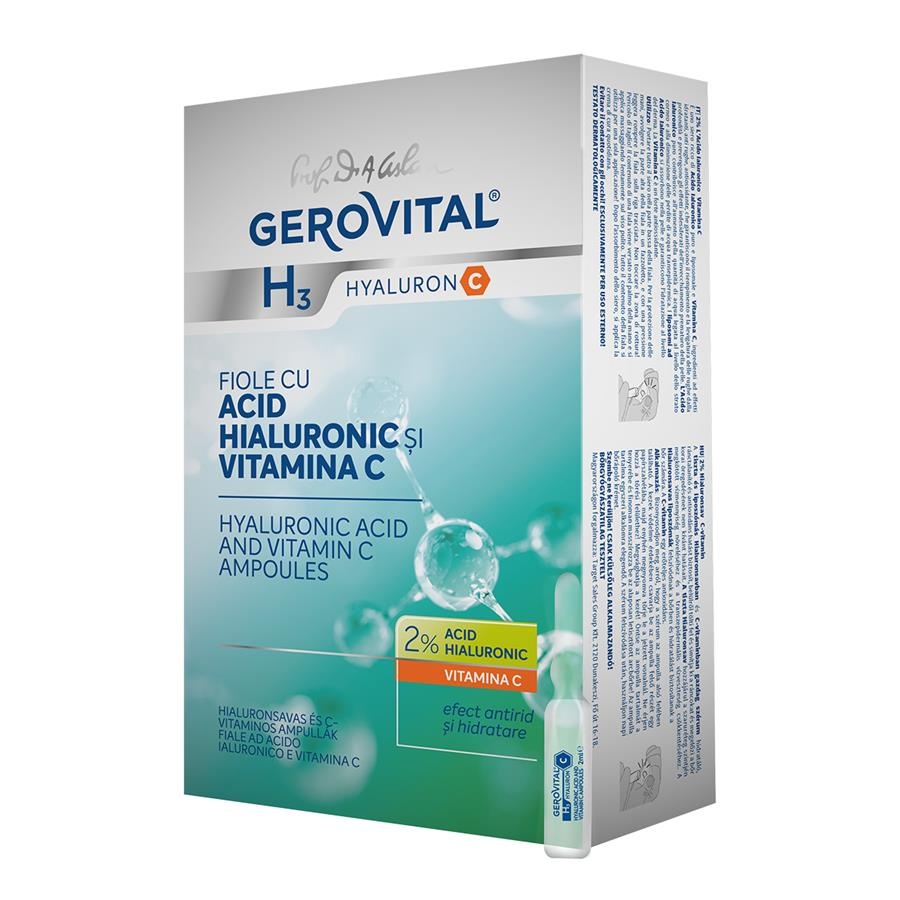 Oferte la Fiole cu acid hialuronic si vitamina C Gerovital H3 Hyaluronic C (Concentratie: Tratament pentru fata, Gramaj: 20 ml)