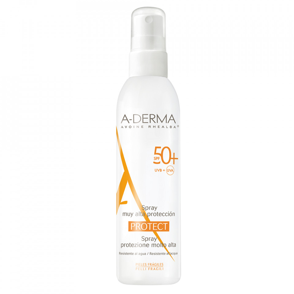 Oferte la Spray protectie solara pentru piele sensibila Protect SPF 50+ A- Derma (Concentratie: Spray, Gramaj: 200 ml)