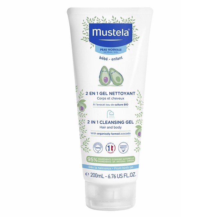 Gel de curățare 2 în 1 păr și corp, Mustela (Gramaj: 200 ml, Concentratie: Gel de curatare)