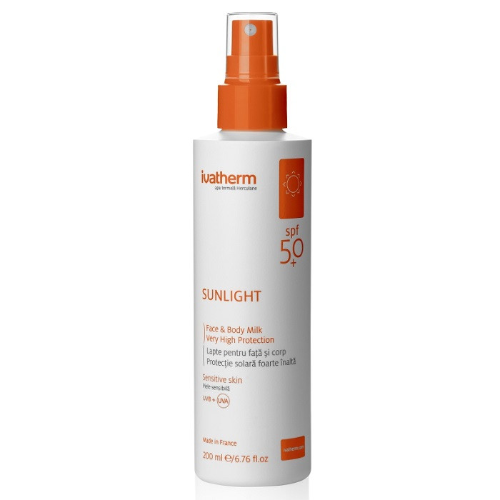 Oferte la Lapte pentru fata si corp cu protectie solara SPF 50+ Ivatherm Sunlight (Gramaj: 200 ml, Concentratie: Lapte)