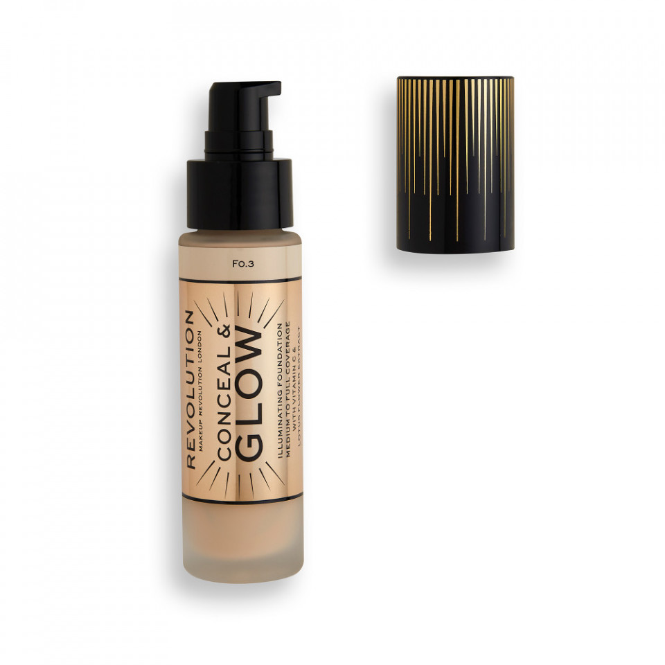 Oferte la Fond de ten Makeup Revolution Conceal & Glow (Concentratie: Fond de ten, Gramaj: 23 ml, Nuanta fond de ten:  F3)