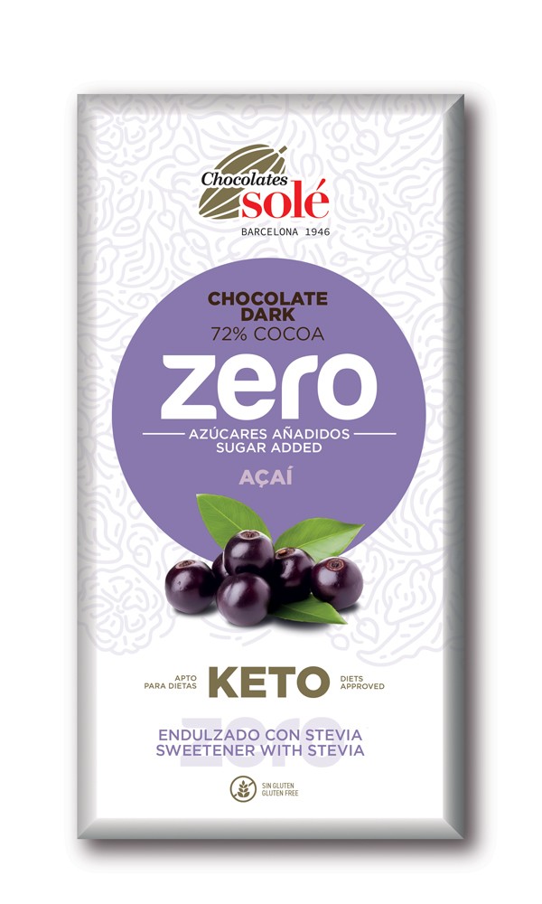Oferte la Ciocolata neagra 72% cacao cu acai, indulcita cu stevie, 100g Chocolates Sole