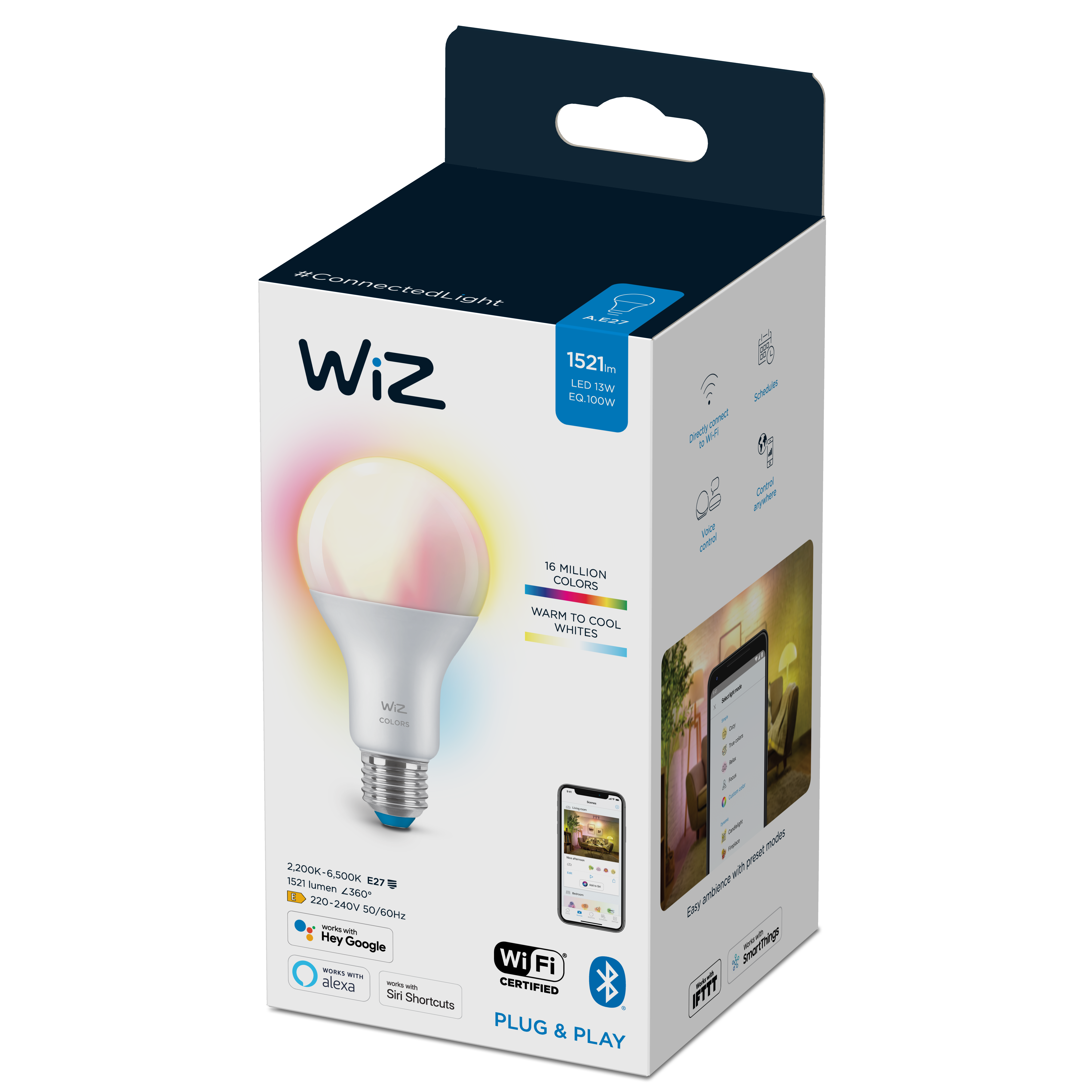 Oferte la Bec LED cu WIFI Wiz Connected Light, alba calda/alb rece, E27, 100 W, 1521 Im, 2200k-6500k