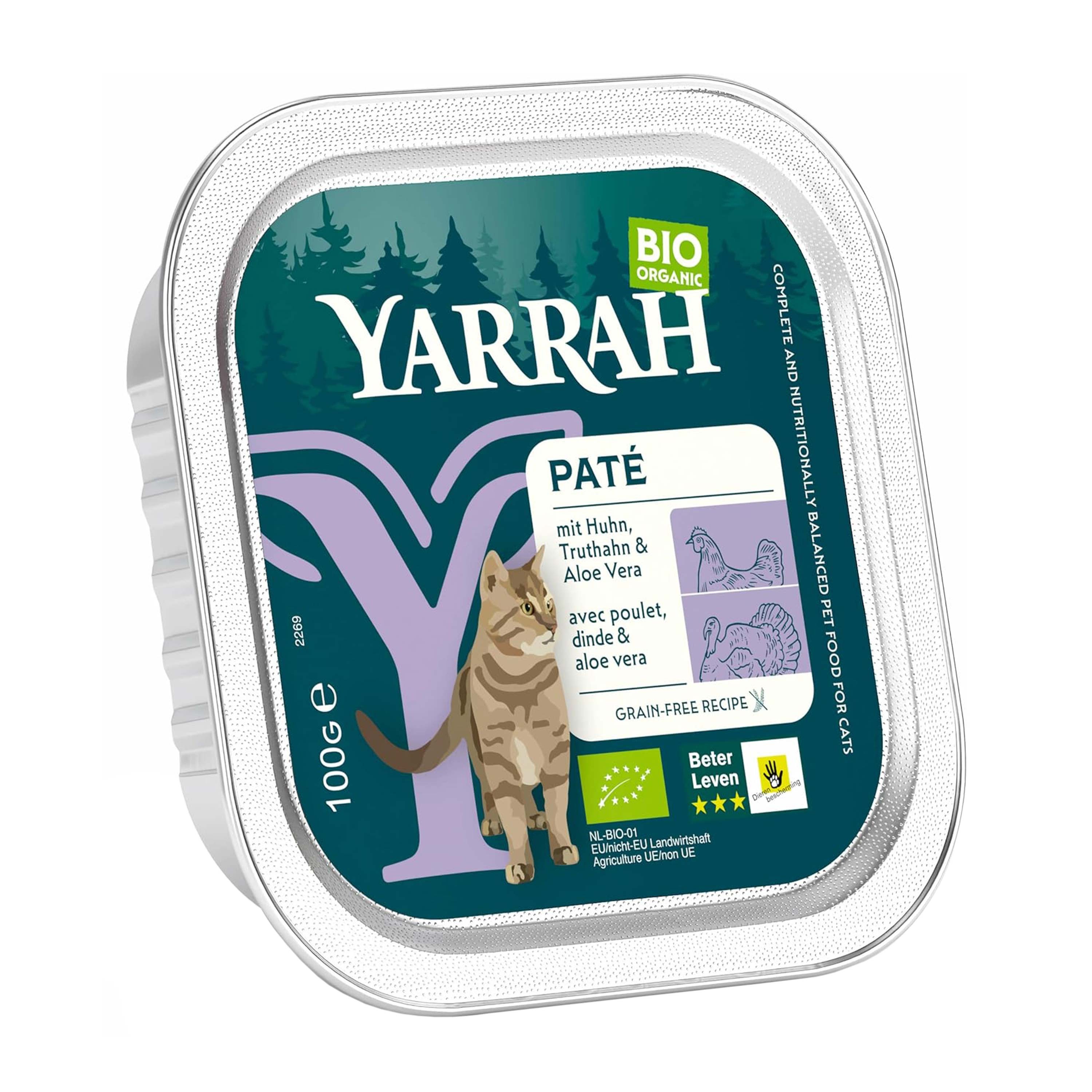 Oferte la Hrana umeda bio pentru pisici cu carne de pui, curcan si aloe vera, 100g Yarrah