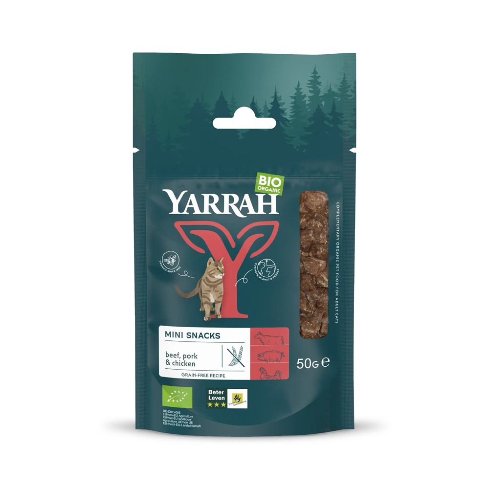 Oferte la Hrana uscata bio pentru pisici, mini snack cu 97% carne, 50g Yarrah