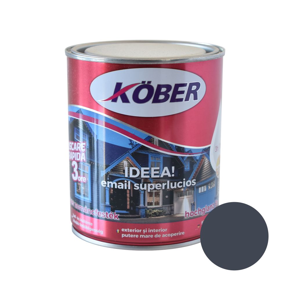 Oferte la Vopsea email Kober Ideea pentru lemn/metal/sticla, interior/exterior, gri antracit, 0,75 l
