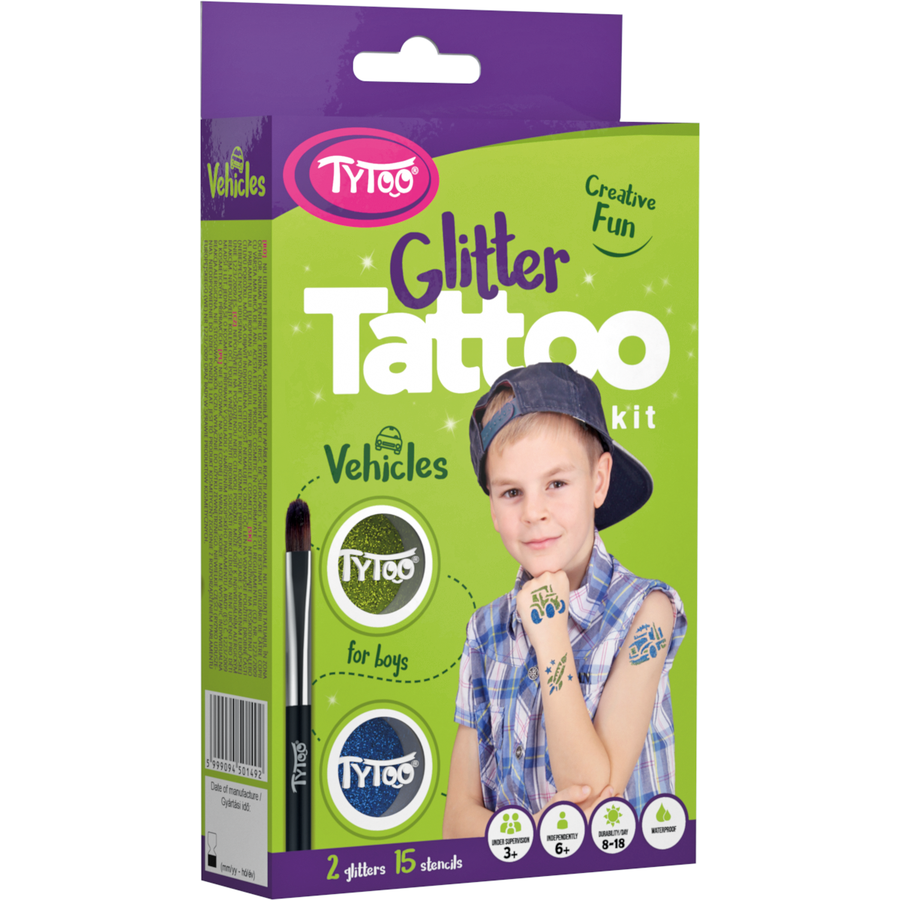Oferte la Set tatuaje temporare cu sclipici KKCTT2213013 Vehicles