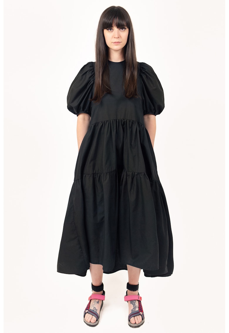Oferte la Rochie midi cu decupaj pe partea din spate - Negru