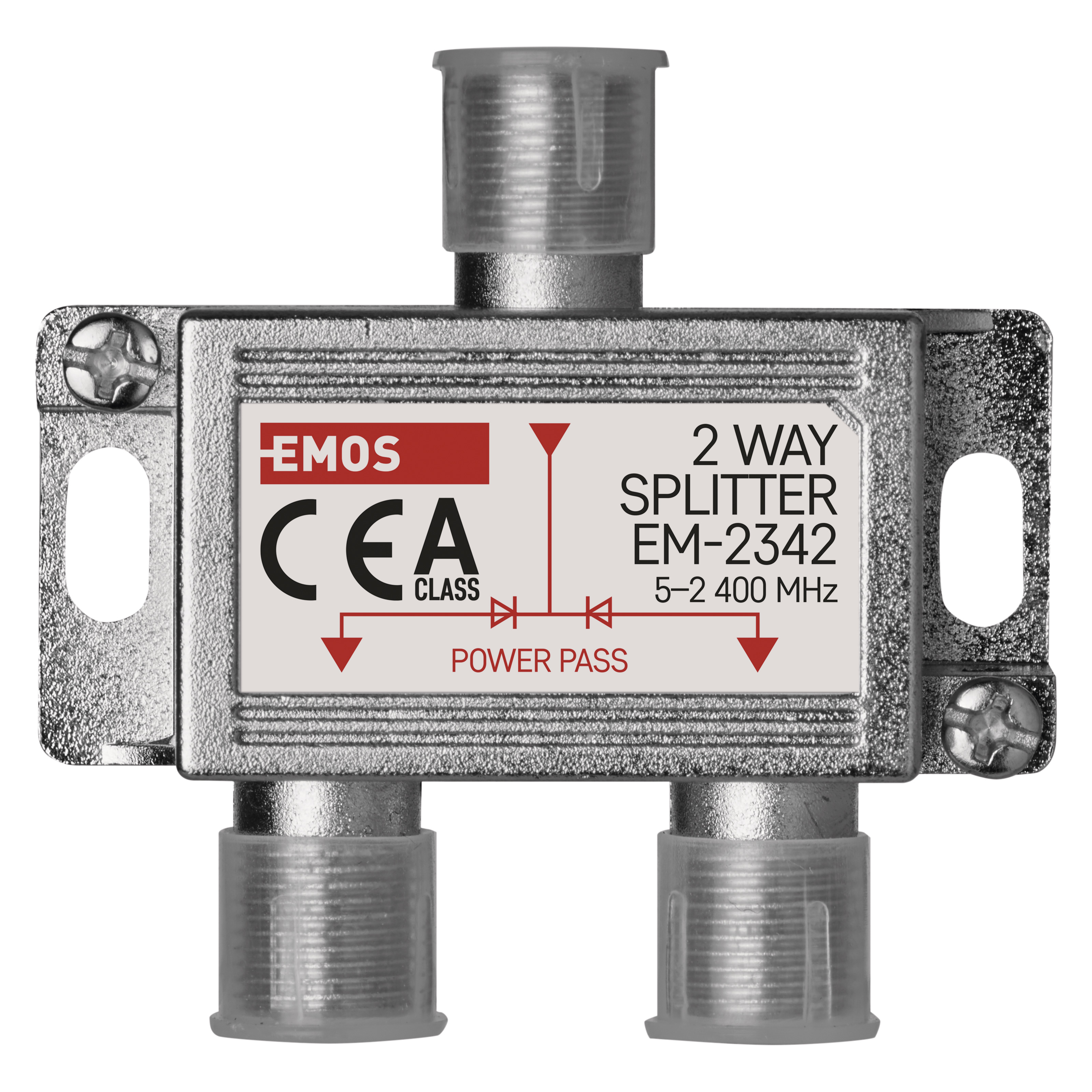 Oferte la Distribuitor semnal TV Emos, metalic, intrare mama - 2 iesiri mama, 25 x 35 x 20 mm