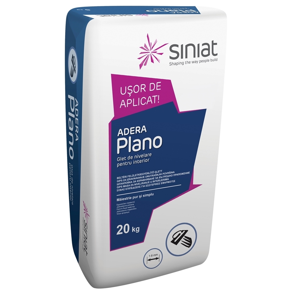 Oferte la Glet de nivelare Adera Plano, pe baza de ipsos, aplicare manuala/mecanizata, 20 kg