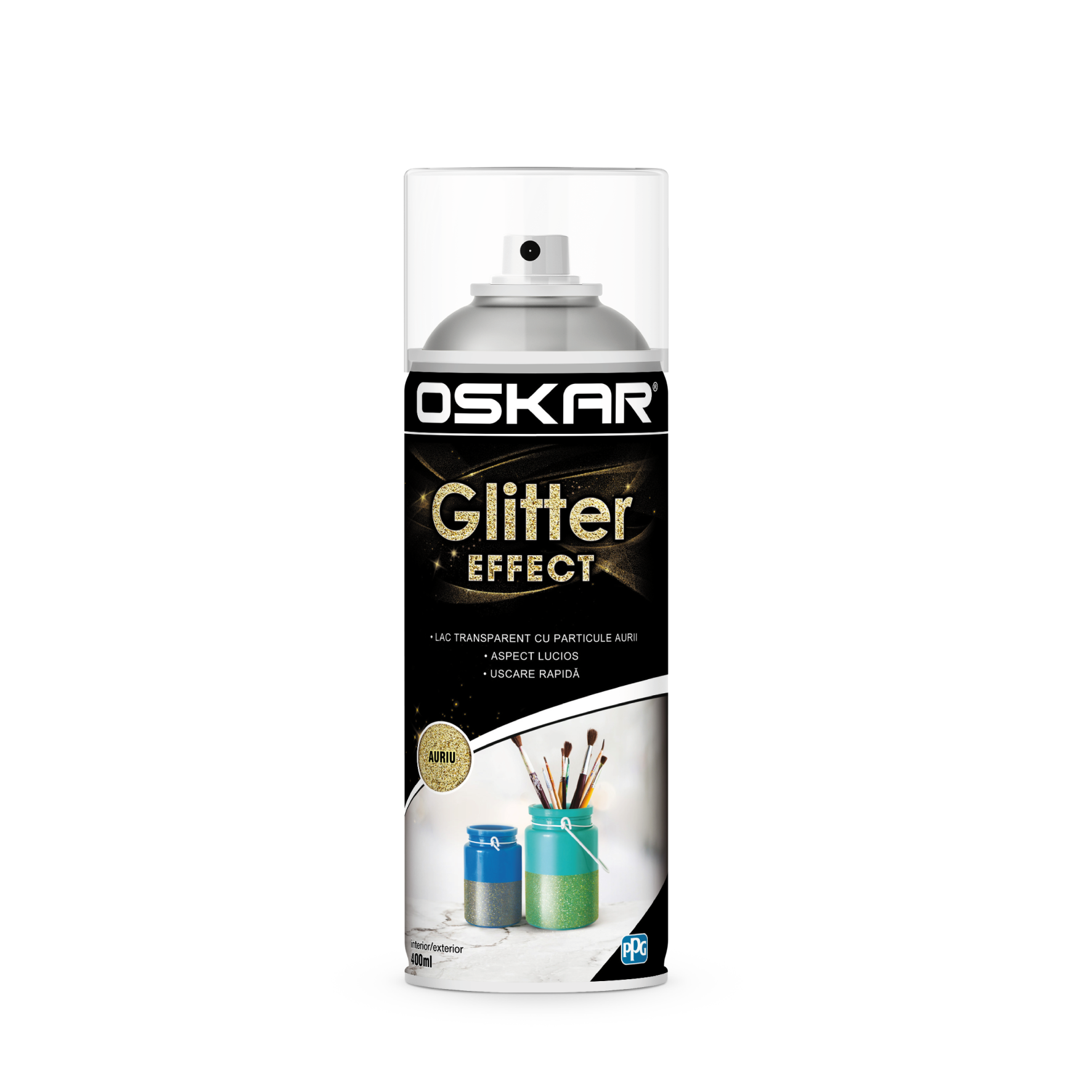 Oferte la Vopsea spray Oskar Glitter Effect, auriu, lucios, interior/exterior, 400 ml