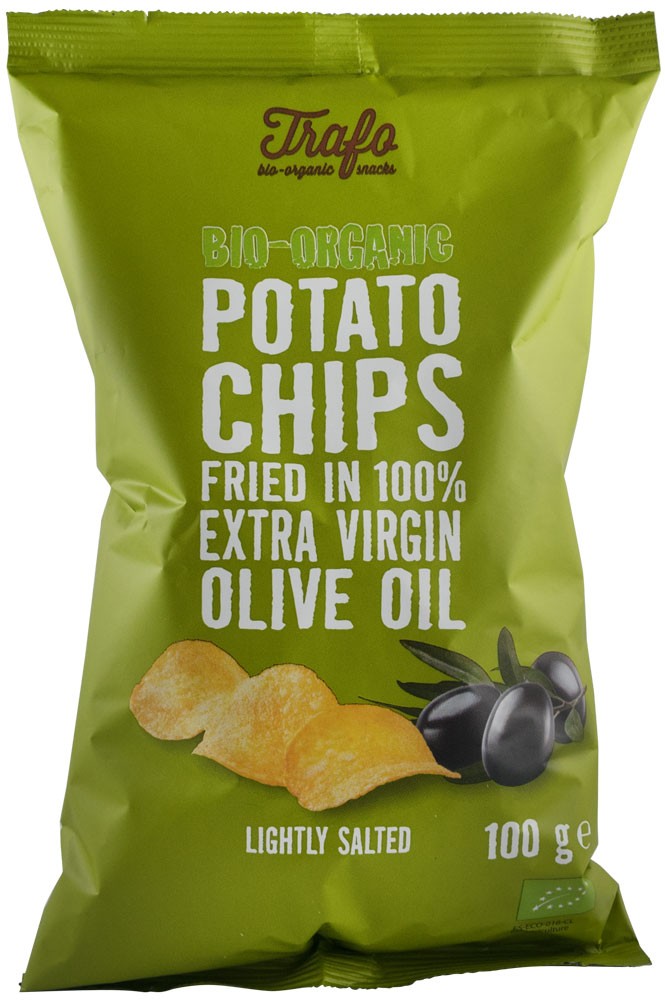 Oferte la Chipsuri bio putin sarate, prajite in ulei de masline, 100g Trafo