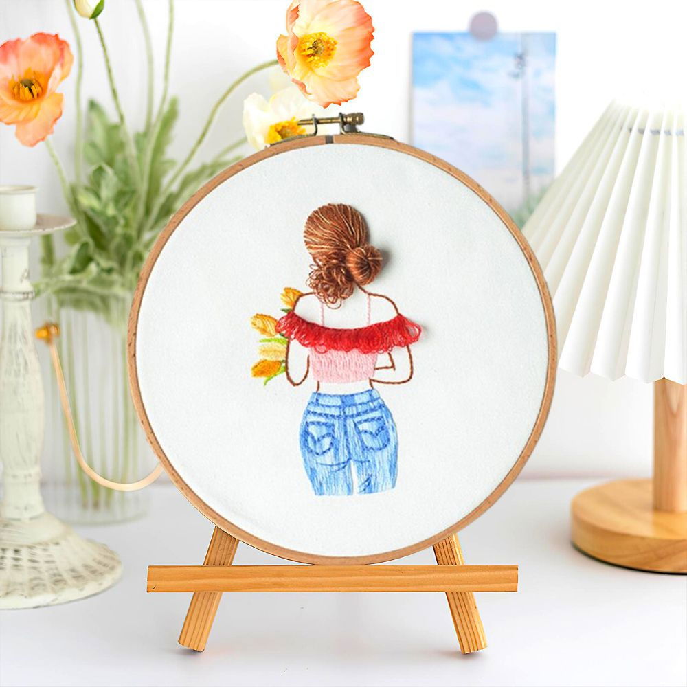 Oferte la Kit Broderie DIY, Silhouette, Fata cu parul prins