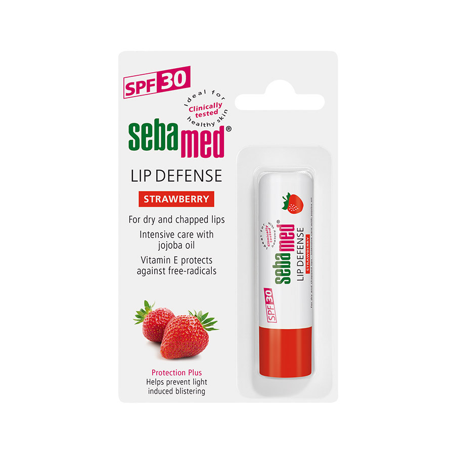 Oferte la Balsam de buze Sebamed Lip Defense, capsuni, SPF 30 (Concentratie: Balsam de buze, Gramaj: 4,8 g)