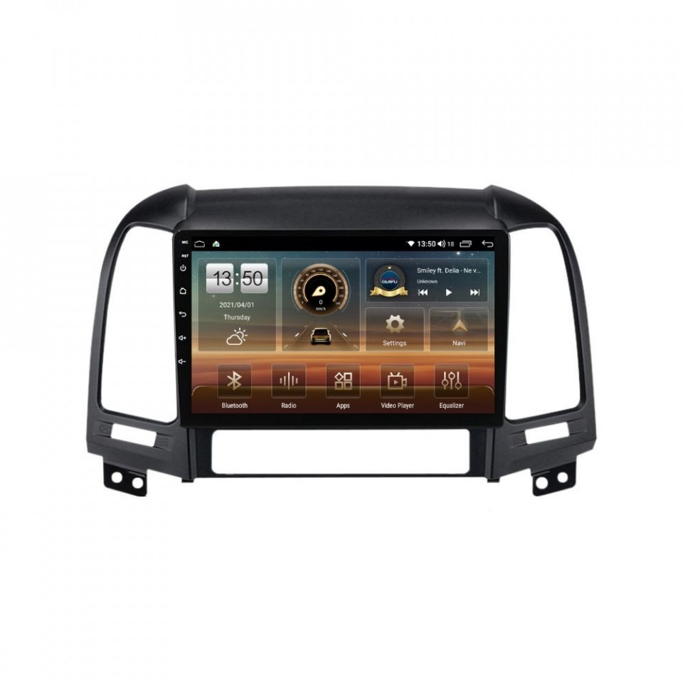 Oferte la Navigatie dedicata cu Android Hyundai Santa Fe II 2006 - 2012, 4GB RAM, Radio GPS Dual Zone, Display HD QLED 9" Touchscreen, Internet Wi-Fi si slot SIM 4G, Bluetooth, MirrorLink, USB