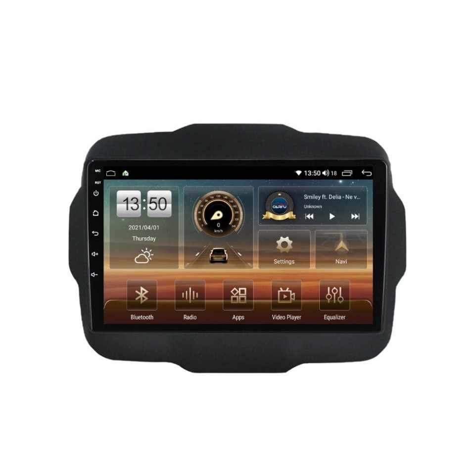 Oferte la Navigatie dedicata cu Android Jeep Renegade dupa 2014, 4GB RAM, Radio GPS Dual Zone, Display HD QLED 9" Touchscreen, Internet Wi-Fi si slot SIM 4G, Bluetooth, MirrorLink, USB