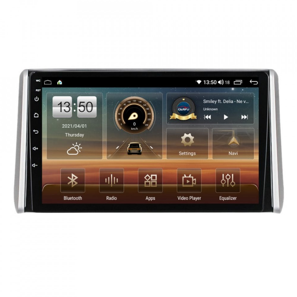 Oferte la Navigatie dedicata cu Android Toyota Rav4 V dupa 2018, 4GB RAM, Radio GPS Dual Zone, Display HD QLED 10" Touchscreen, Internet Wi-Fi si slot SIM 4G, Bluetooth, MirrorLink, USB