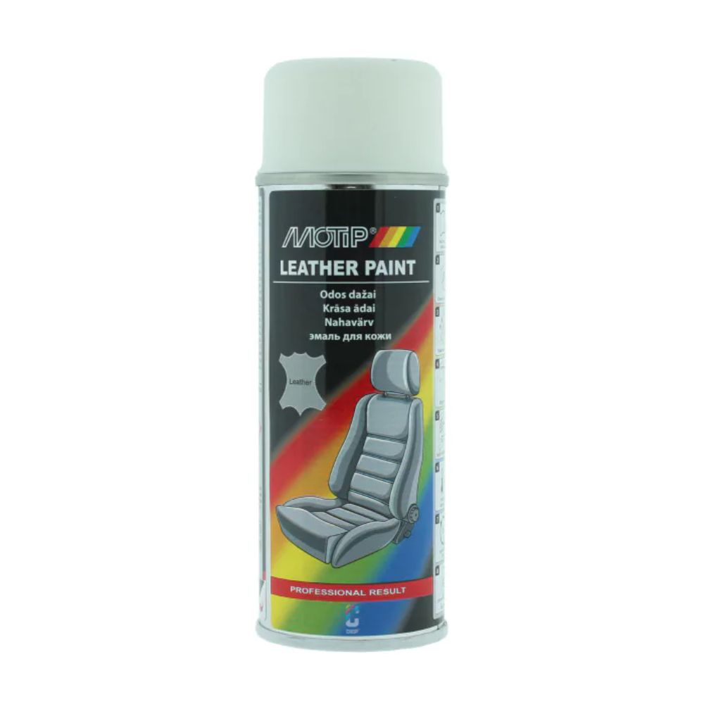 Oferte la Vopsea spray lac pentru piele MoTip, alb RAL 9010, lucios, interior, 200 ml