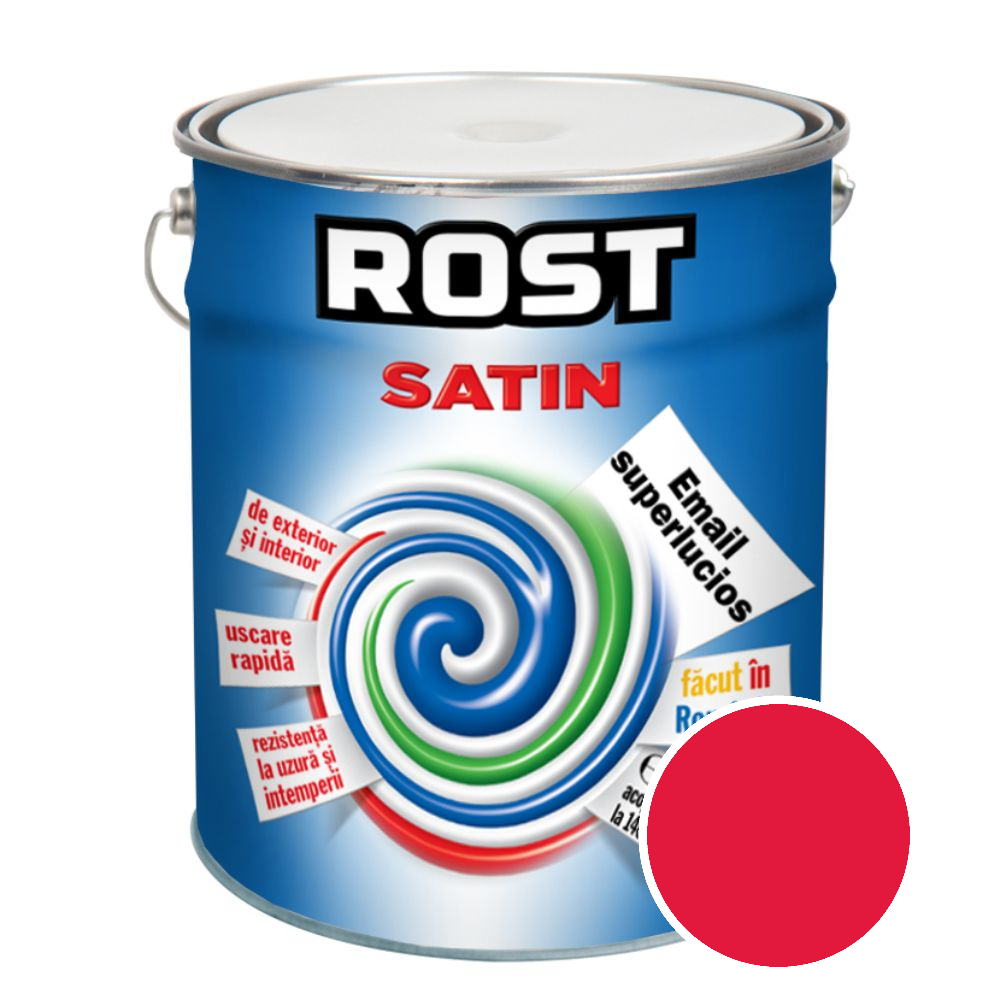 Oferte la Vopsea superlucioasa pentru lemn/metal, Rost Satin, interior/exterior, rosu, 10 L