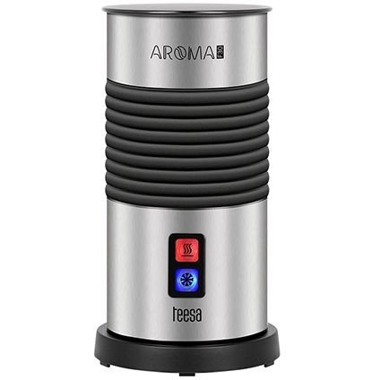 Oferte la Aparat Spumare Lapte Aroma F30 2-in-1 600ml Oprire Automata Capac Transparent Otel Inoxidabil Argintiu/Negru