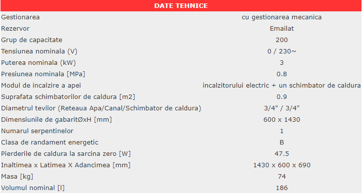 Oferte la Boiler termoelectric cu o serpentina Eldom FV20060S 3000 W 200 l montaj pe sol 0.8 Mpa