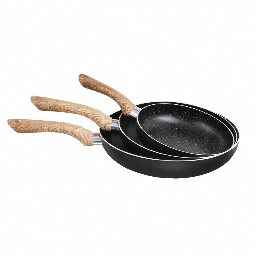 Oferte la Set 3 Tigai Aluminiu Lemn 20 24 28cm Black