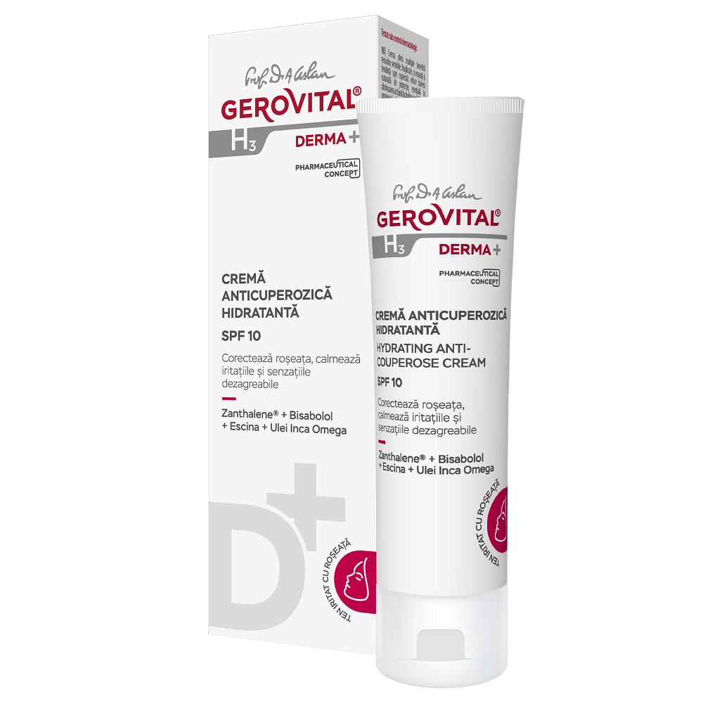 Oferte la Crema anticuperozica hidratanta SPF10 Gerovital Derma+ (Concentratie: Tratament pentru fata, Gramaj: 50 ml)