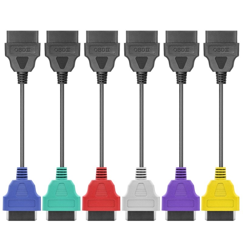Oferte la Set 6 Cabluri Adaptor De Diagnosticare Techstar® OBD2 pentru Fiat ECUScan și MultiECUScan Fiat, Alfa Romeo și Lancia (6 culori)