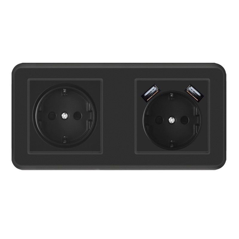 Oferte la Priza Techstar® PCU2, Dubla, 2 x USB, 2.1 A, Culoare Negru, Policarbonat, 16A