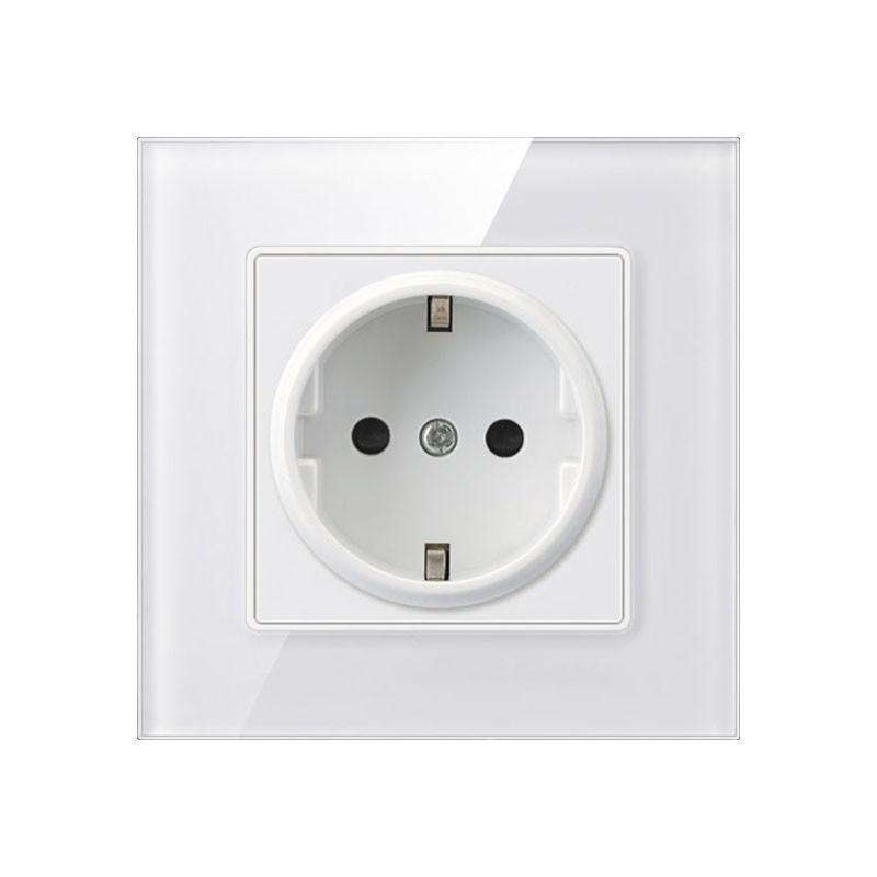 Oferte la Priza Techstar® Crystal TS1, Sticla Securizata, Simpla, Culoare Alb Frost, 16A