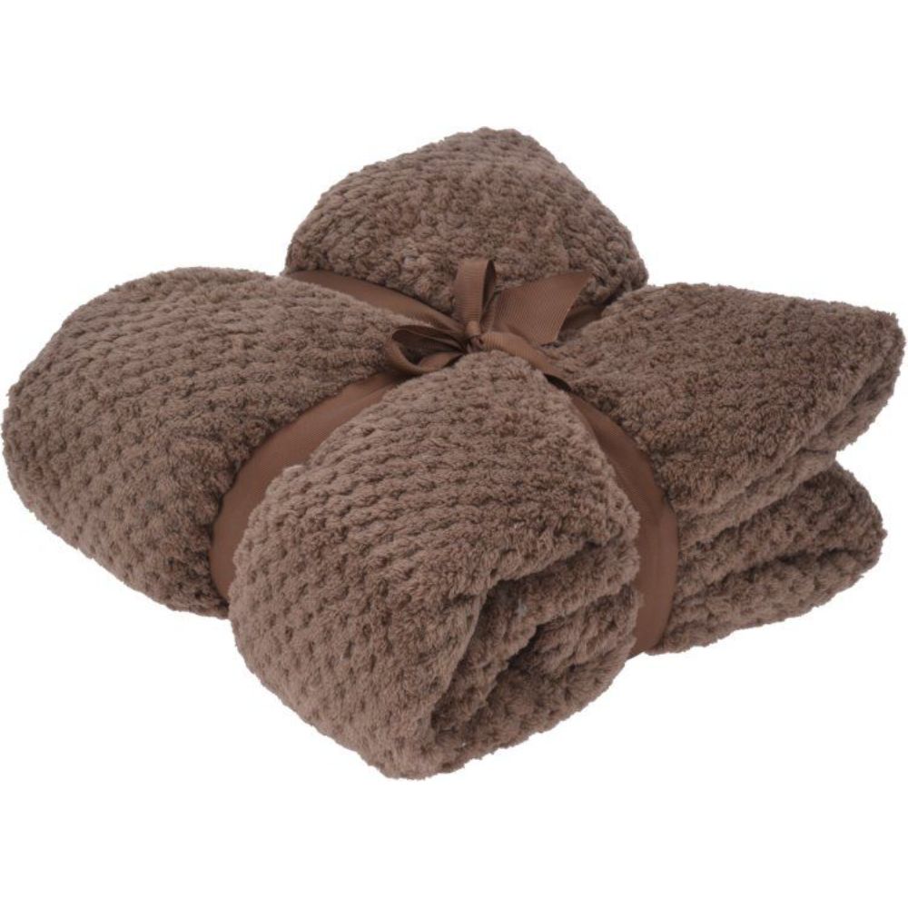 Oferte la Patura pufoasa Fleece Taupe, poliester, maro, 130 x 170 cm