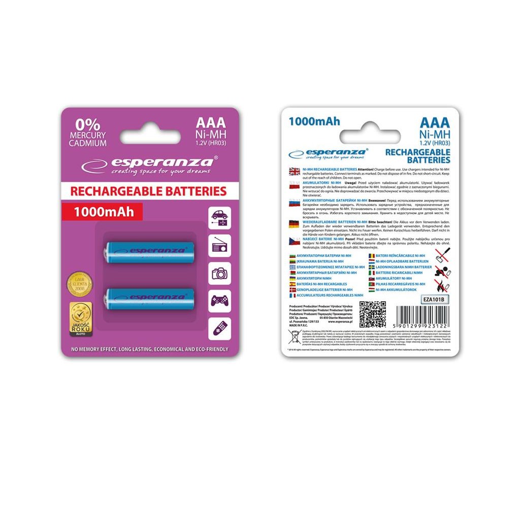Oferte la Esperanza EZA101B Baterii reîncărcabile Ni-MH AAA 1000MAH 2PCS.