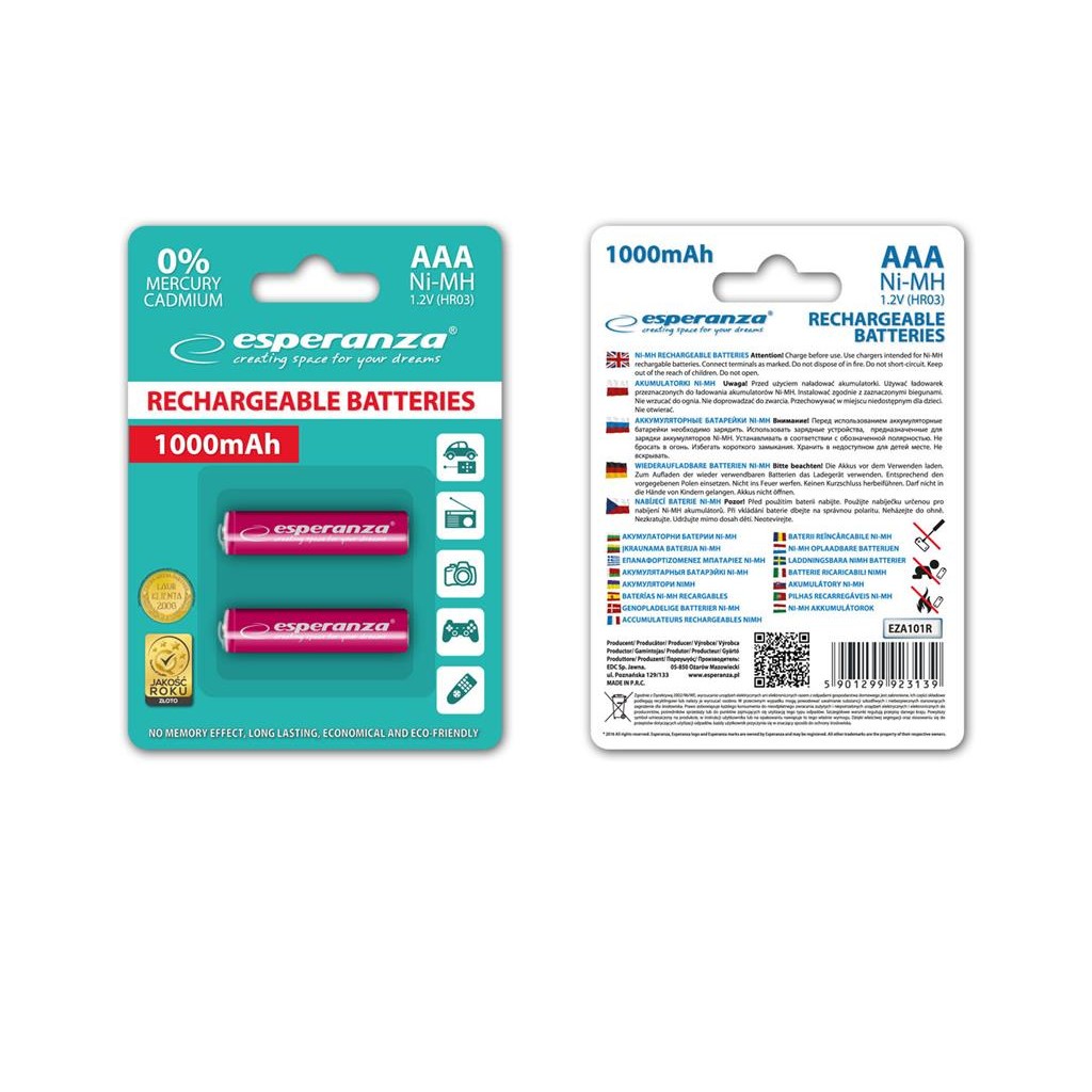 Oferte la Esperanza EZA101R Baterii reîncărcabile Ni-MH AAA 1000MAH 2PCS.