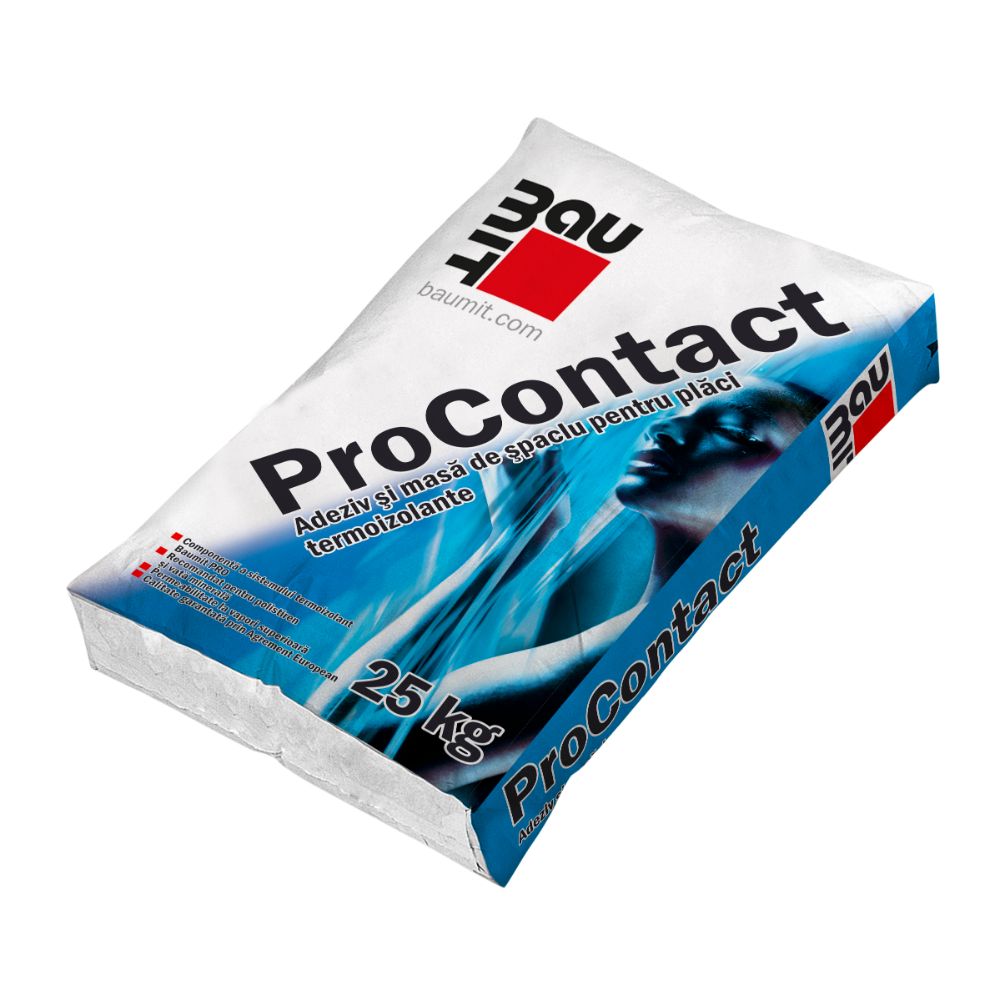 Oferte la Adeziv si masa spaclu polistiren/vata minerala Baumit ProContact, interior/exterior, 25 kg