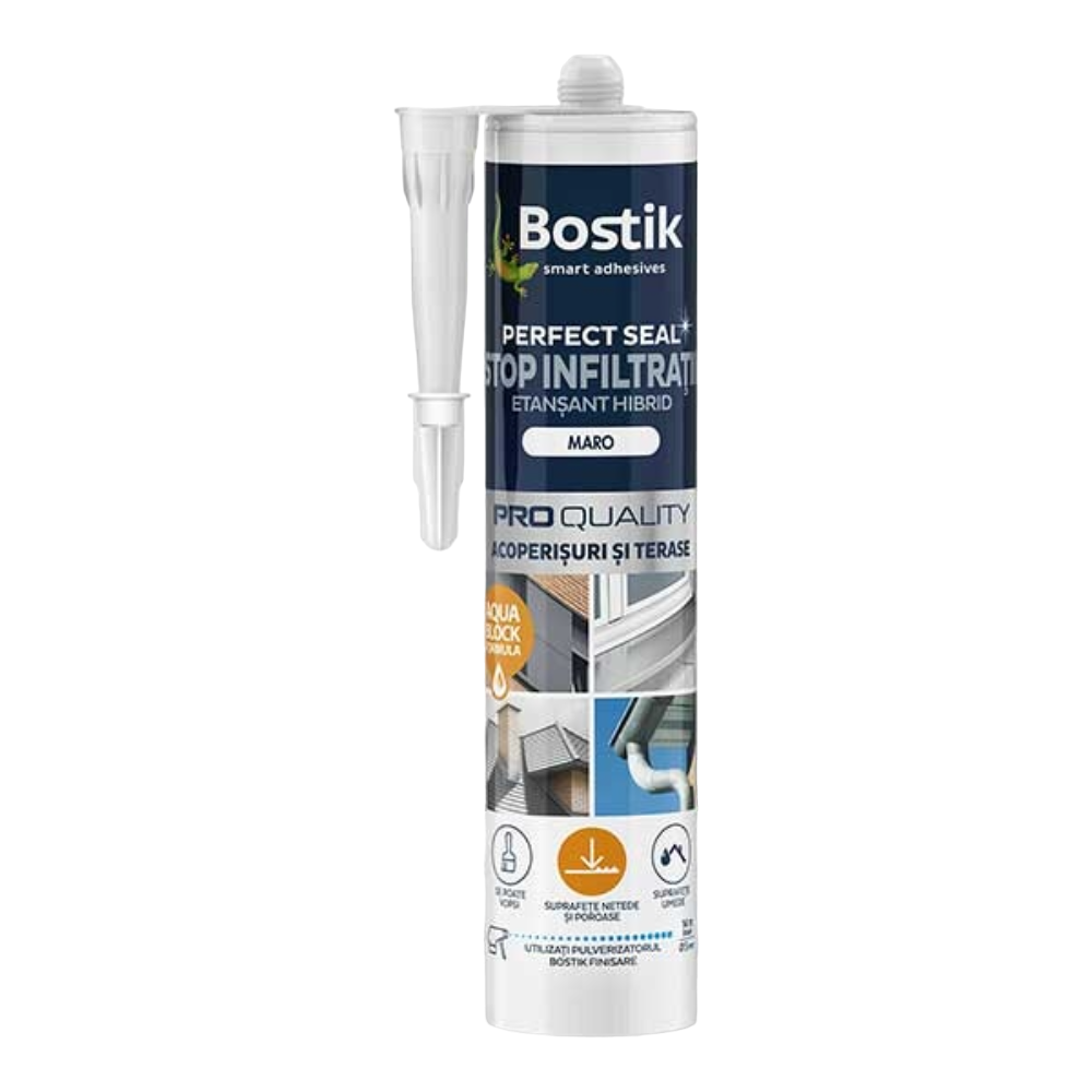 Oferte la Etansant hibrid pentru acoperisuri si terase Bostik Stop Infiltratii, interior/exterior, maro, 290 ml