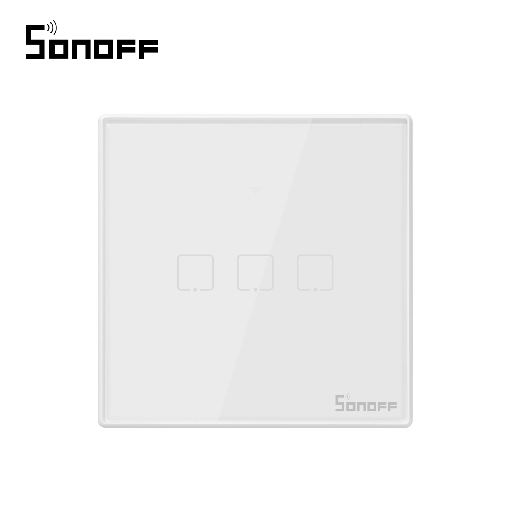 Oferte la Intrerupator triplu cu touch Sonoff T2EU3C, Wi-Fi + RF, Control de pe telefonul mobil