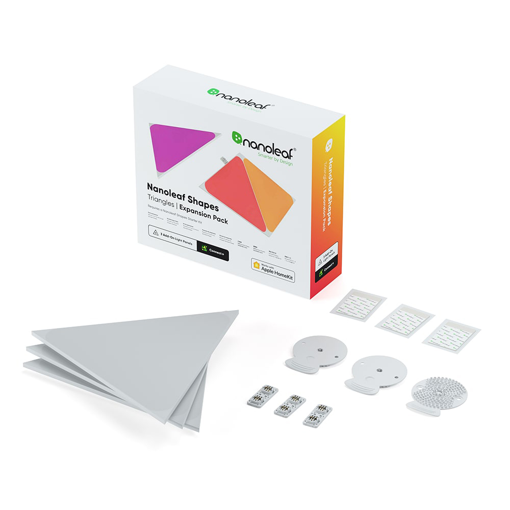 Oferte la Pachet 3 Panouri luminaose Nanoleaf Shapes Triangles, 16 Milioane culori, Iluminare LED RGBW, Temperatura culoare reglabila