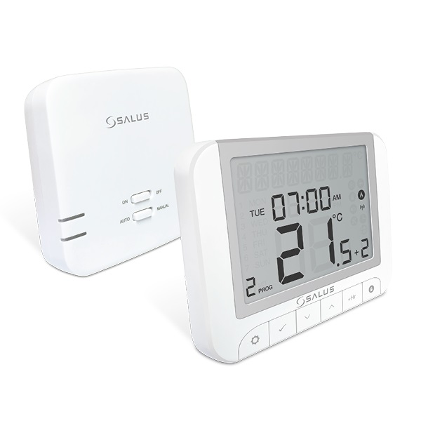 Oferte la Termostat wireless Salus RT520RF, Ecran LED, Functii de optimizare, Cod PIN