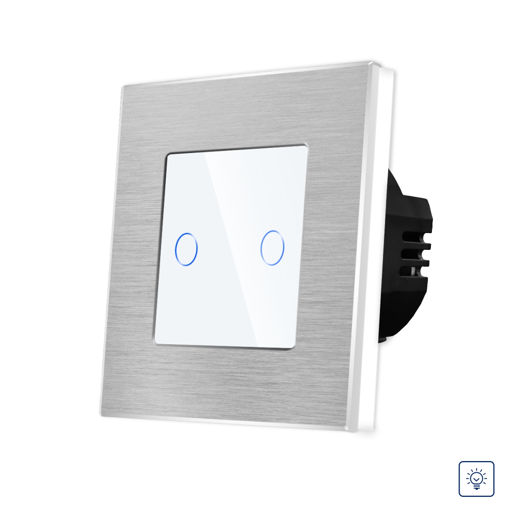 Oferte la Intrerupator Dublu cu Variator si Touch din Sticla si Rama de Aluminiu LUXION