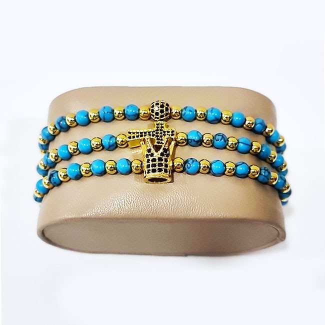Set 3 bratari Infinity din otel inoxidabil si zirconiu, Unisex, gold
