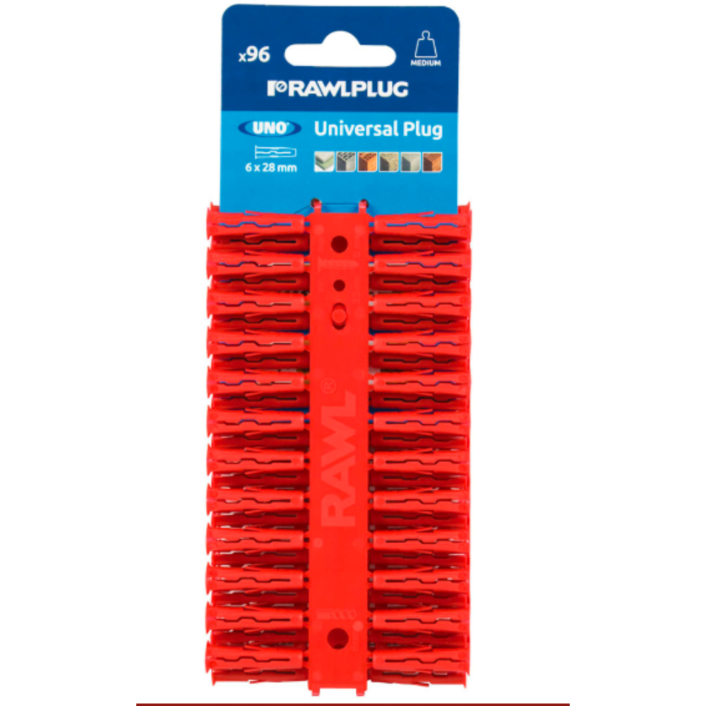 Oferte la Diblu universal RawlPlug Uno, rosu, nylon, 6 x 28 mm, 96 bucati