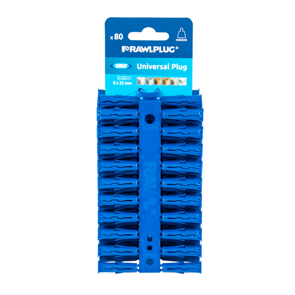 Oferte la Diblu universal RawlPlug Uno, albastru, nylon, 8 x 32 mm, 80 bucati