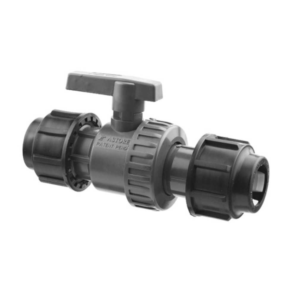 Oferte la Robinet mufa-mufa cu bila Valrom, filet interior-interior, PVC, gri, maner, D 32 mm