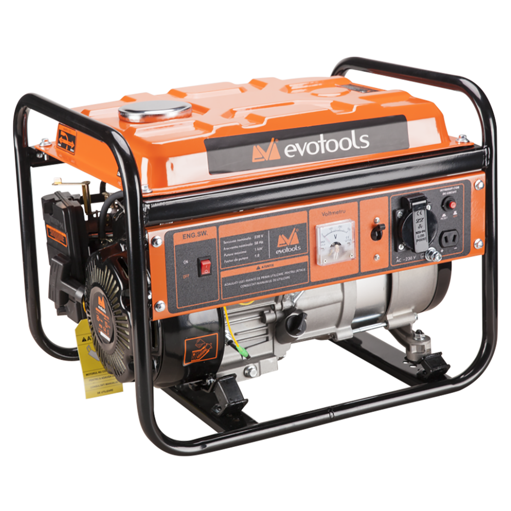 Oferte la Generator curent electric monofazic Evotools, 1 kW, 1 x 230 V, capacitate rezervor 7 l