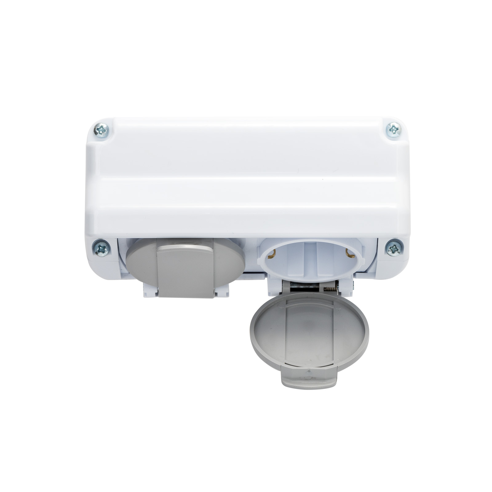 Oferte la Priza exterioara dubla cu capace orizontale Atra, 250 V, alb