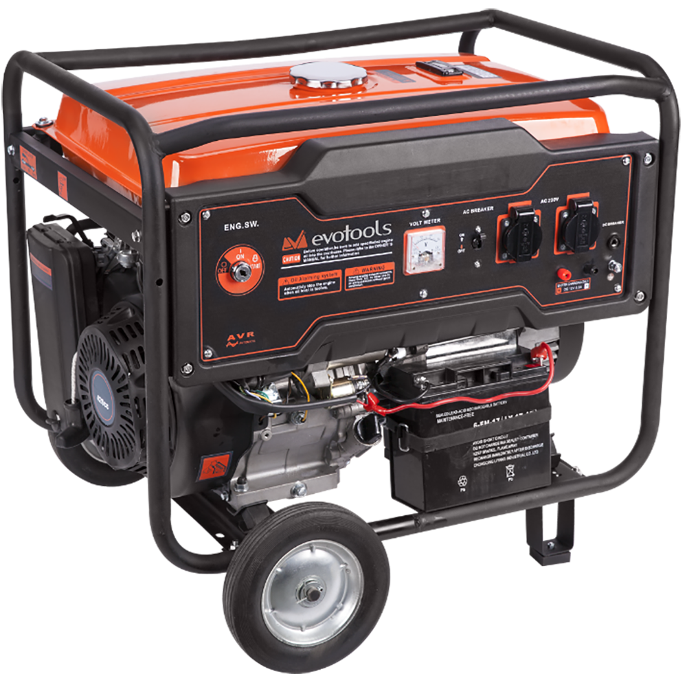 Oferte la Generator curent electric monofazic Evotools KM6500A-ES, 5.5 kW, 2 x 230 V, capacitate rezervor 25 l