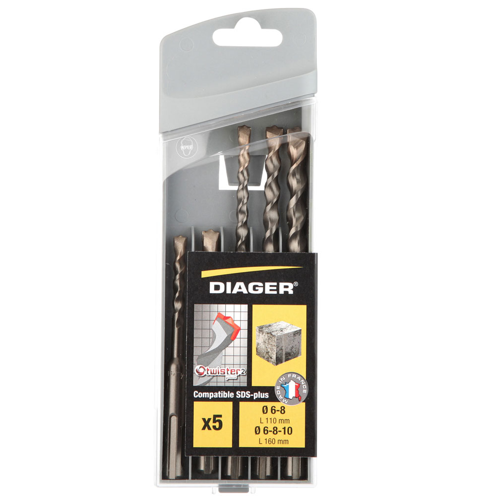Oferte la Trusa de burghie Diager SDS-Plus 136C, cu coada cilindrica, 6-10 mm, 5 piese