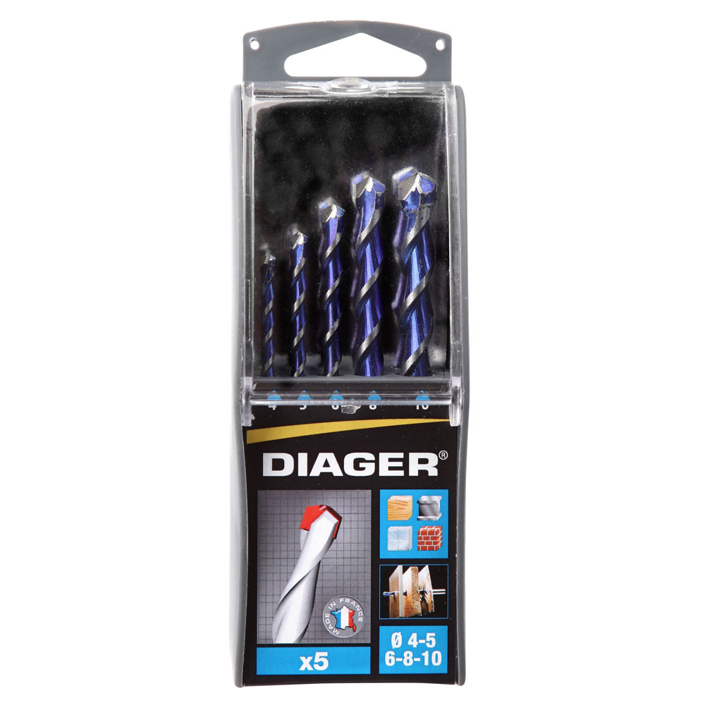 Oferte la Trusa de burghie Multimater Unior, cu coada cilindrica, 4-10 mm, 5 piese