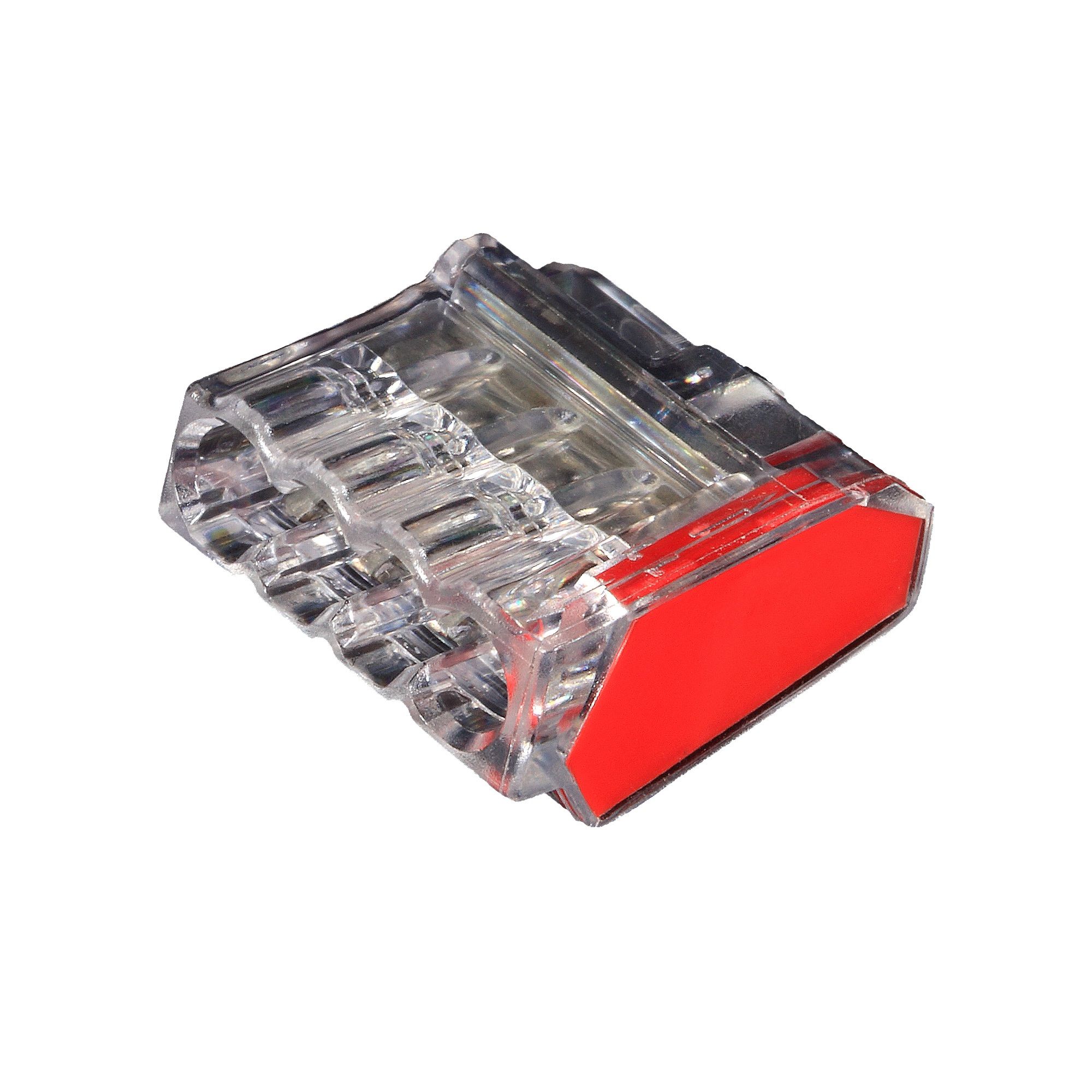 Oferte la Conector Plug in de trecere Strohm, diametru 2.5 mmp, rosu transparent, 4 poli, 10 bucati
