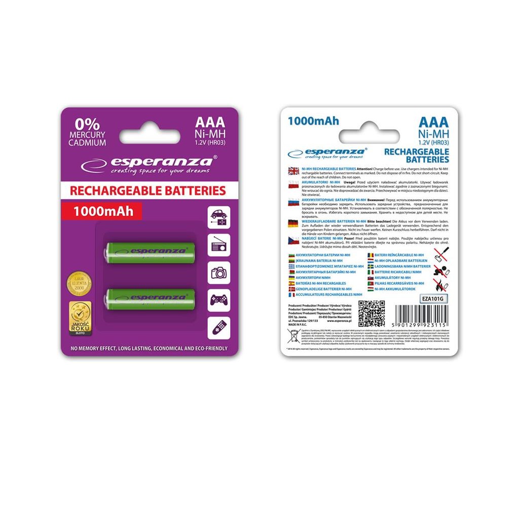 Oferte la Esperanza EZA101G Baterii reîncărcabile Ni-MH AAA 1000MAH 2PCS.